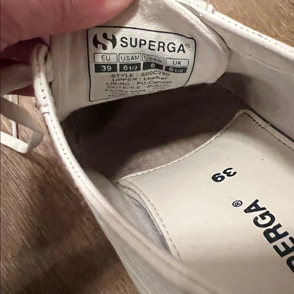 Superga white platform sneakers - great condition - size 8 W or size 6 1/2 M